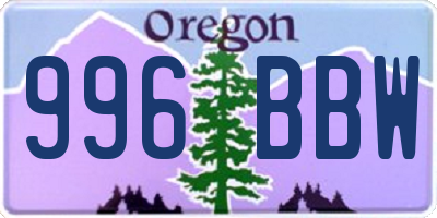 OR license plate 996BBW