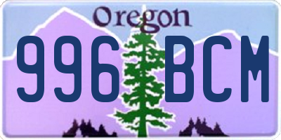 OR license plate 996BCM