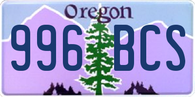 OR license plate 996BCS
