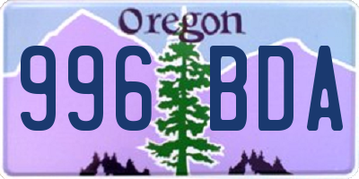 OR license plate 996BDA