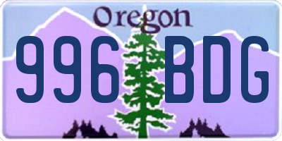 OR license plate 996BDG