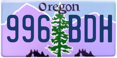 OR license plate 996BDH