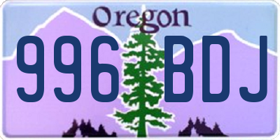 OR license plate 996BDJ
