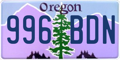 OR license plate 996BDN