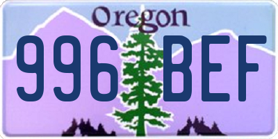 OR license plate 996BEF