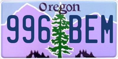 OR license plate 996BEM