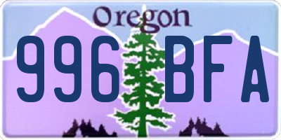 OR license plate 996BFA