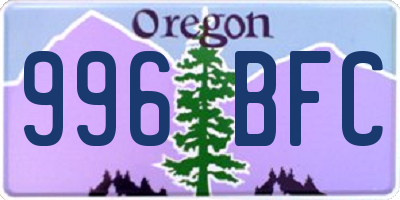 OR license plate 996BFC