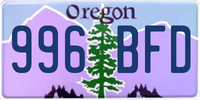 OR license plate 996BFD