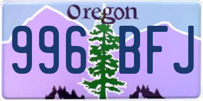 OR license plate 996BFJ