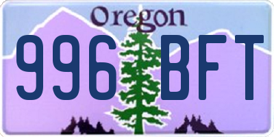 OR license plate 996BFT