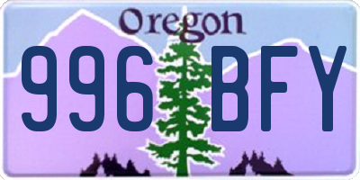 OR license plate 996BFY