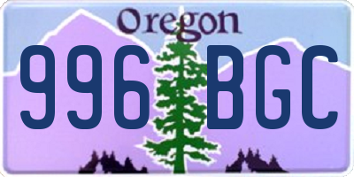 OR license plate 996BGC