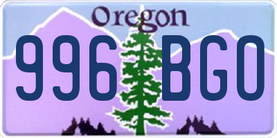 OR license plate 996BGO
