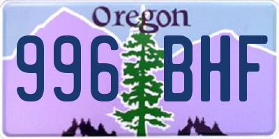 OR license plate 996BHF