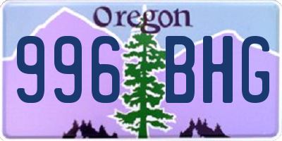 OR license plate 996BHG