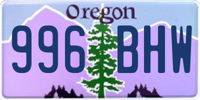 OR license plate 996BHW