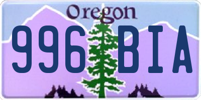 OR license plate 996BIA