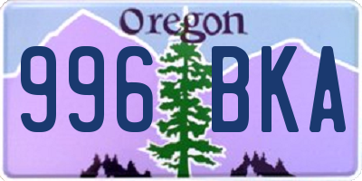 OR license plate 996BKA