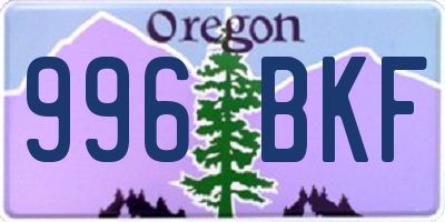 OR license plate 996BKF