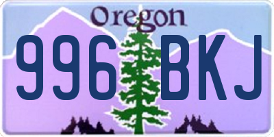 OR license plate 996BKJ