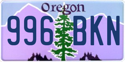 OR license plate 996BKN