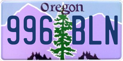 OR license plate 996BLN