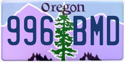 OR license plate 996BMD
