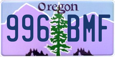 OR license plate 996BMF