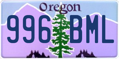 OR license plate 996BML