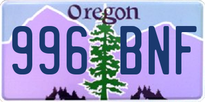 OR license plate 996BNF
