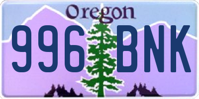 OR license plate 996BNK