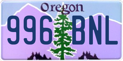 OR license plate 996BNL