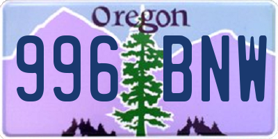 OR license plate 996BNW