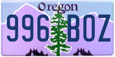 OR license plate 996BOZ