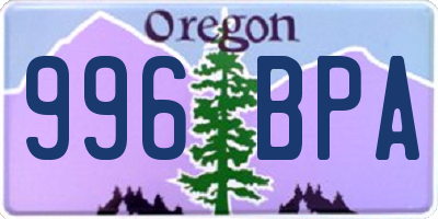 OR license plate 996BPA