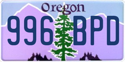 OR license plate 996BPD