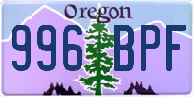 OR license plate 996BPF