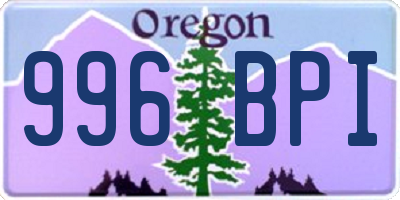 OR license plate 996BPI