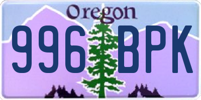 OR license plate 996BPK