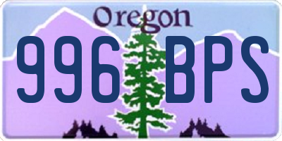 OR license plate 996BPS