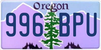 OR license plate 996BPU