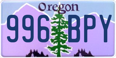 OR license plate 996BPY
