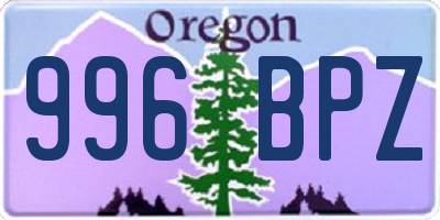 OR license plate 996BPZ