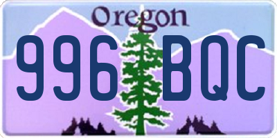OR license plate 996BQC