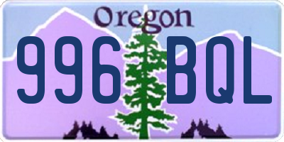 OR license plate 996BQL