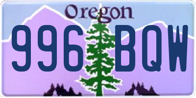 OR license plate 996BQW