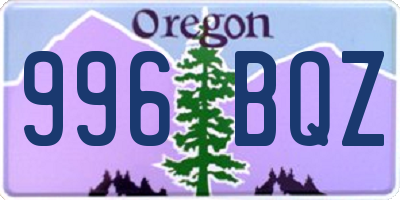 OR license plate 996BQZ