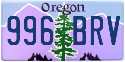 OR license plate 996BRV