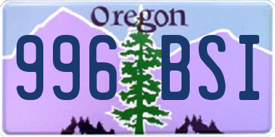 OR license plate 996BSI